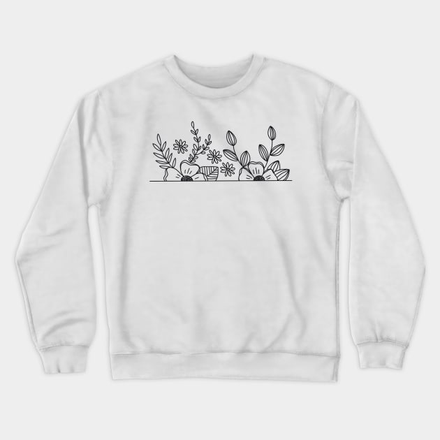 Line Flowers Crewneck Sweatshirt by lyndsiemark